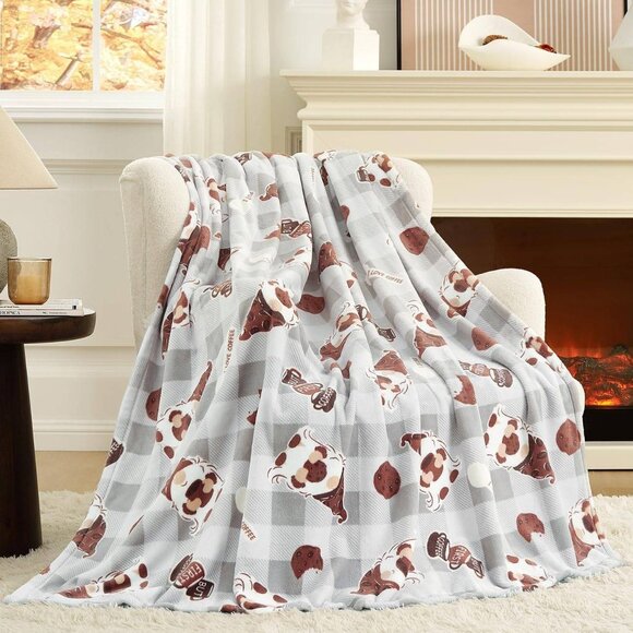 Ultra-Soft Bliss Gnome Coffee Throw Blanket - Cozy Grey Plush™ 50x60" - Picture 1 of 9